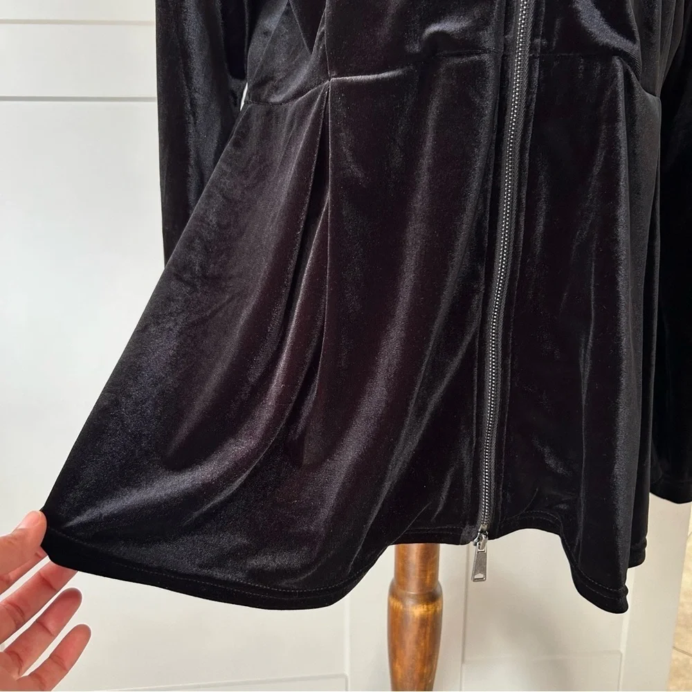 VTG Boston Proper Zip Up Cardigan Womens LG Black Velvet Dark Academia Goth Y2K - Picture 8 of 12
